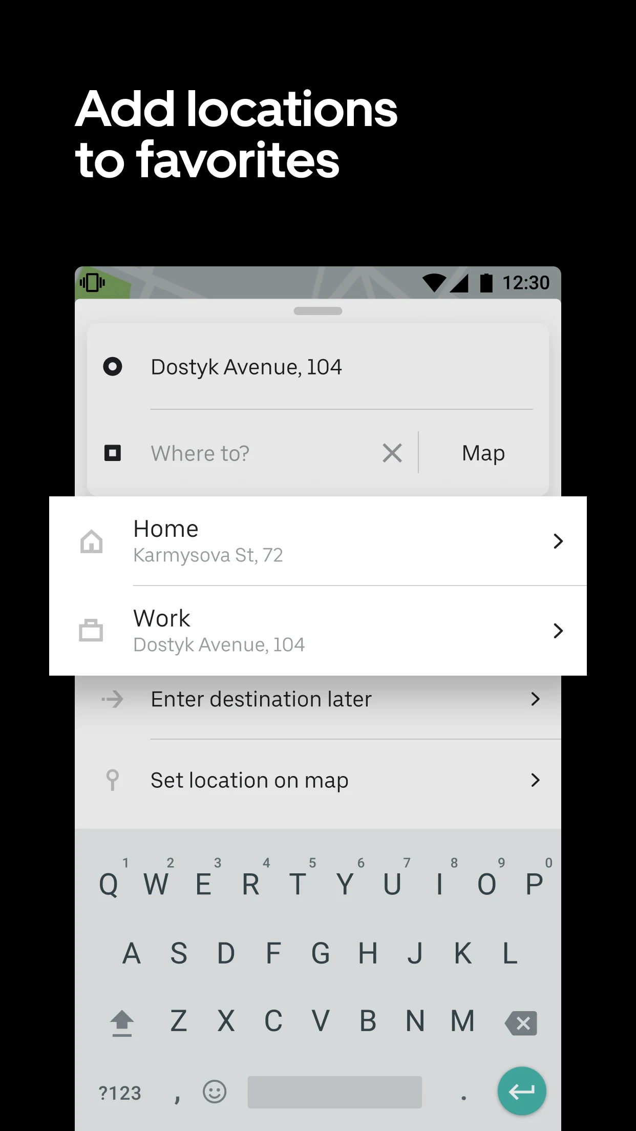 Uber KZ — order taxis screenshot